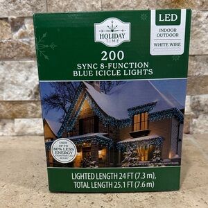 Holiday Time 200-Count BLUE LED Icicle Dome Lights 8 Sync Lighting Functions